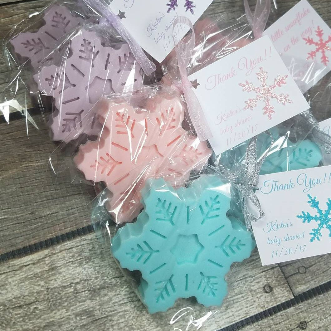  Snowflake Soap Favors - Winter Baby Shower Favors, Christmas  Soap Gifts, Winter Onederland Wonderland Party Birthday Girl Boy White Gold  : Handmade Products